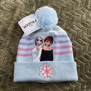Disney Frozen Light Blue and Pink Beanie